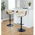 thumbnail image 3 of Symphony Adjustable Bar Stool, Black Bar Stools, Bar Chairs, Swivel Bar Stools, Bar Stools Set of 2, Bar Height Stools Set of 2 (Walnut Wood, Cream), 3 of 6