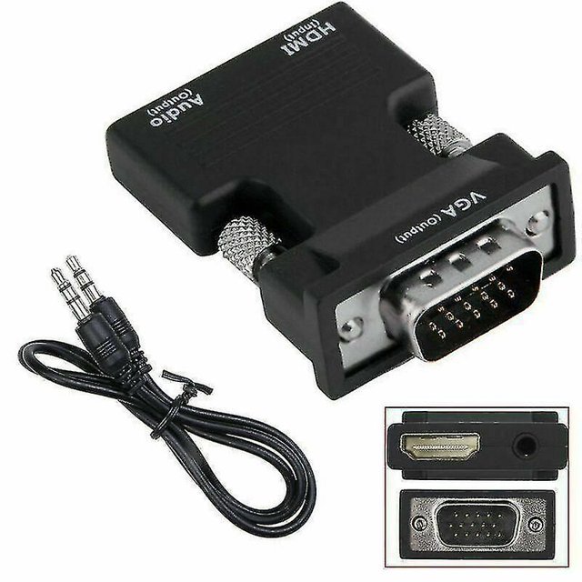 Convertidor de adaptador de convertidor HDMI hembra a Vga macho con soporte de cable de audio Salida de 1080p LingWen 9024715816405
