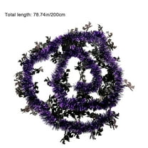 HCTSHG 6.56 Ft Halloween Tinsel Garland Black Purple Metallic Twist Foil Tinsel Garland Bat Shiny Hanging Decorations for Halloween Party Decoration Supply
