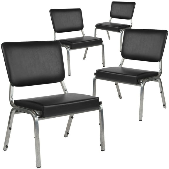 Flash Furniture 4 Pack HERCULES Series 1000 lb. Rated Black Antimicrobial Vinyl Bariatric Medical Reception Chair with 3/4 Panel Back