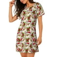 thumbnail image 2 of Yiaed Christmas Hat bear Print Women's Loose-Fit Short Sleeve Nightgown, Soft and Comfortable Sleep Dress for Relaxation and Sleepwear, 2 of 6