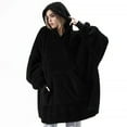 thumbnail image 2 of Oversized Blanket Hoodie Sweatshirt, Wearable Lounging Pullover for Adults Women Men Black One size, 2 of 8