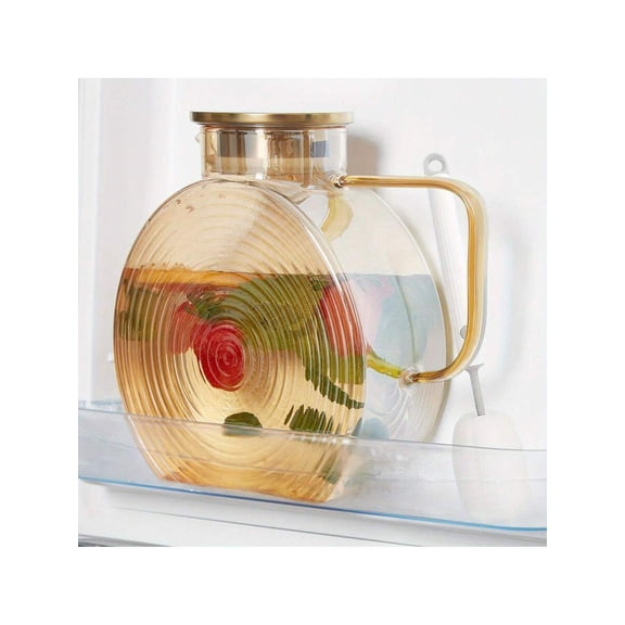 Glass Pitcher with Lid for Fridge Door, 84oz Large Borosilicate Water Jug with Handle, Heat Resistant Iced Tea Pitcher for Sun Tea, Lemonade, Fruit Juice and Hot Beverages