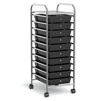 Kepooman File Storage Organizer,File Cabinet,10 Drawer Rolling Storage Cart Organizer with 4 Universal Casters-Black