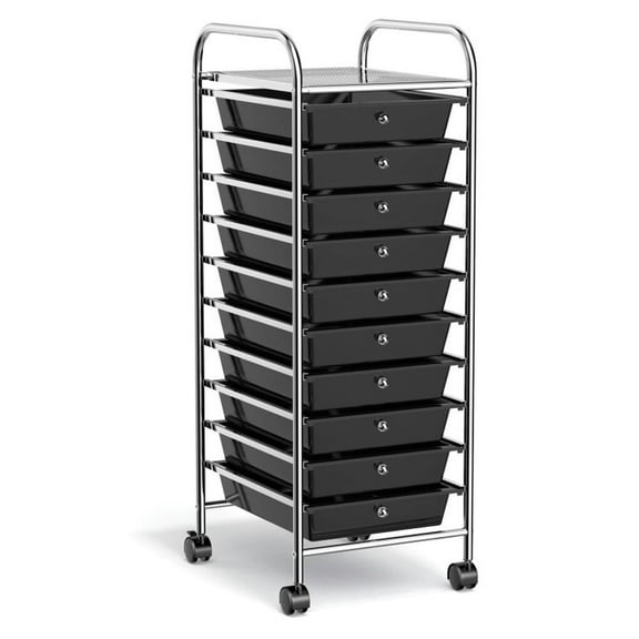Kadyn Filing Storage Organizer,File Storage Organizer,File Cabinet,10 Drawer Rolling Storage Cart Organizer with 4 Universal Casters-Black