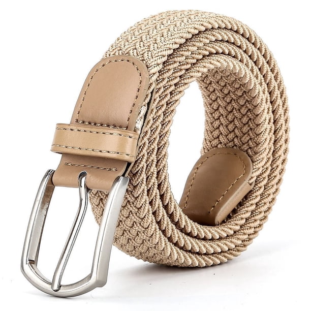 Cinturón elástico de lona informal para mujer (color: blanco y negro, tamaño: 110 cm)