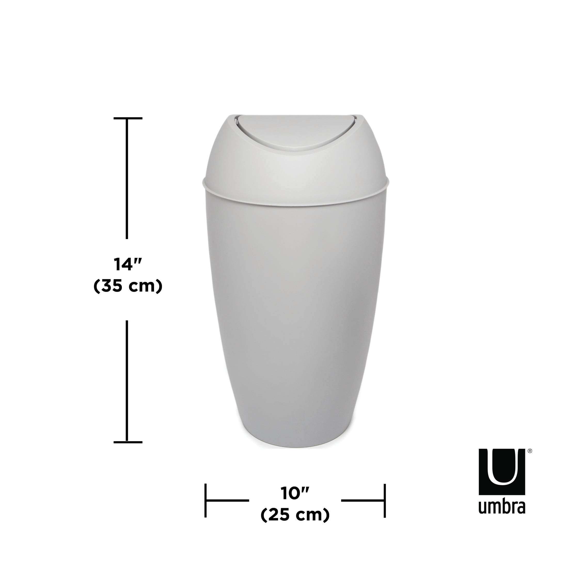 Umbra 2.4 gal Twirla Polypropylene Swing-Top Lid Bathroom Trash Can Garbage Can, Grey
