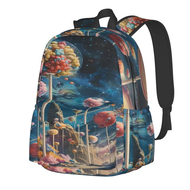 Disketp Starry Sky Planet Lollipop Mochila Escolar de Gran Capacidad y Peso Ligero, Mochila de Viaje Ideal para Escuela, Trabajo y Uso Diario, Cómoda y con Estilo