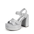 thumbnail image 1 of Sandalia DREAM PAIRS Y2K Plata con Brillo Plataforma y Tacones 9.5, 1 of 6