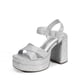 thumbnail image 1 of Sandalia DREAM PAIRS Plataforma con Tacones Anchos Plateados con Brillo 8.5, 1 of 7