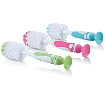 Bottle Section (2-Pack Easy Clean Bottle Brush with Suction Base, Colors May Vary (Discontinued by Manufacturer), Textured handle and soft and durable bristles help you.., By)
