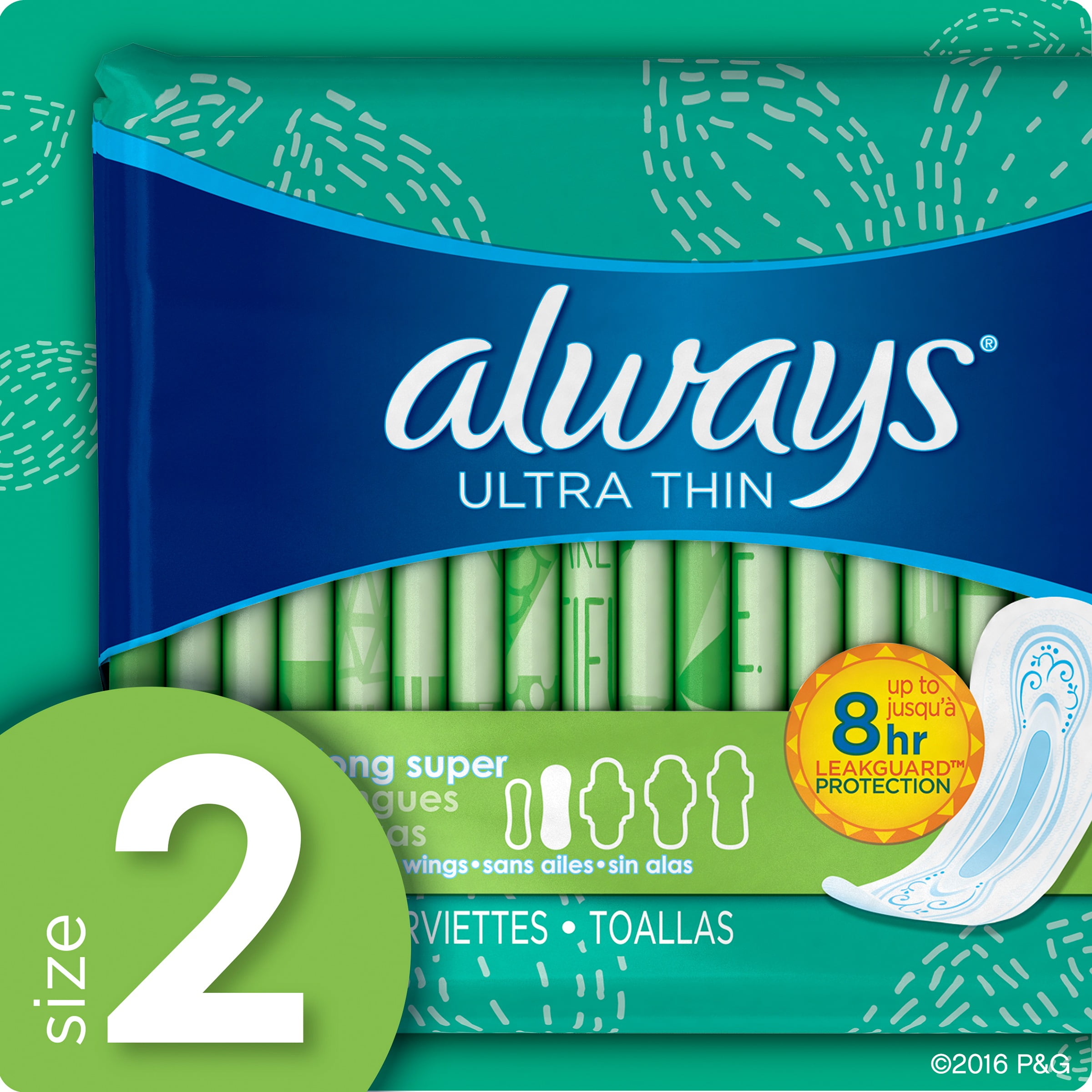 Always Ultra Thin Long Super Pads with Flexi-Wings 88 ct Pack
