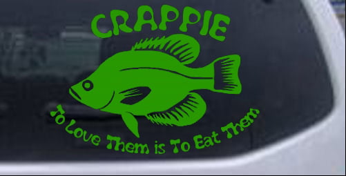 Crappie Fishing Decal Car or Truck Window Laptop Decal Sticker Lime 4in X  5.6in