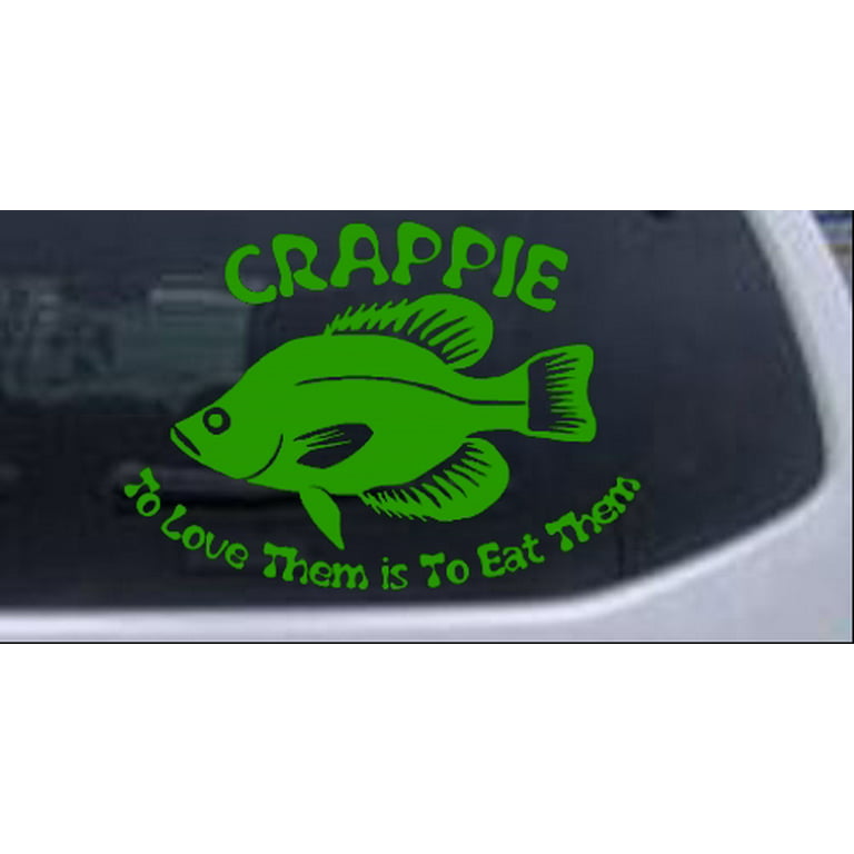 Crappie Fishing Decal Car or Truck Window Laptop Decal Sticker Lime 4in X  5.6in 