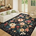 thumbnail image 4 of DUKINO 6x9 Area Rug, Floral Rugs for Living Room, Lightweight Non Slip Washable Indoor Low Pile & Non-Shedding Boho Design Carpet for Bedroom, Living Room, Dining Room, Black, 4 of 8