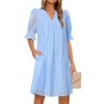 thumbnail image 1 of Minivestido MEROKEETY 2025 de verano de manga corta con cuello en V para mujer, 1 of 8
