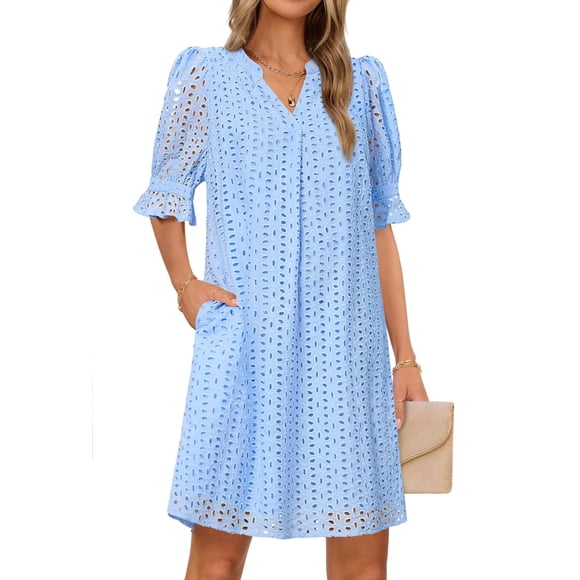 Minivestido MEROKEETY 2025 de verano de manga corta con cuello en V para mujer
