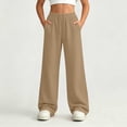 thumbnail image 2 of Vibrex Girl's Wide Leg Sweatpants Elastic High Waisted Loose Pants with Pockets Solid Color Atheltic Casual Drawstring Sweat Pants 5-14 Years, 2 of 9