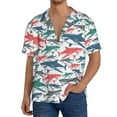 thumbnail image 3 of KLL Colorful Shark Print Men's Shirt Short Sleeve Button Down Summer Cuba Beach Shirts- X-Large, 3 of 7
