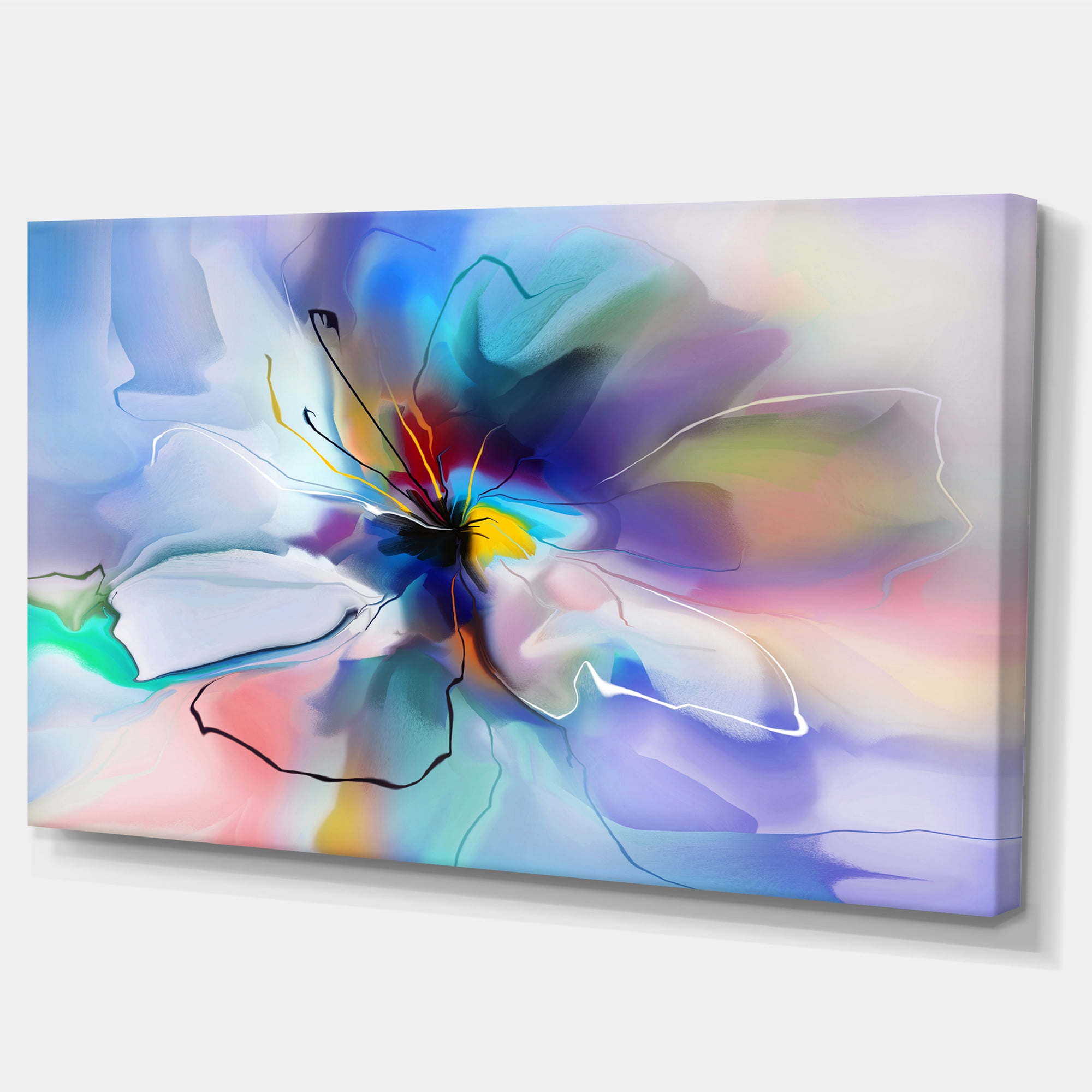 Designart 'Abstract Creative Blue Flower ' Extra Large Floral Wall Art