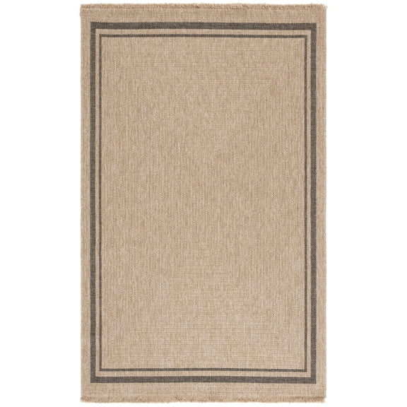 SAFAVIEH Retreat Luigi Bordered Indoor/Outdoor Area Rug, Natural/Black, 8' x 10'