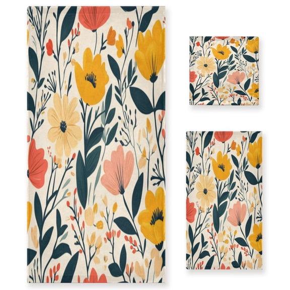 Three-Piece Towel Set Face Towel Towel Set Hand Towel Bath Towel Cotton Bath Towels Bath Towel Sets Hand Bath Towels Pretty Flowers4