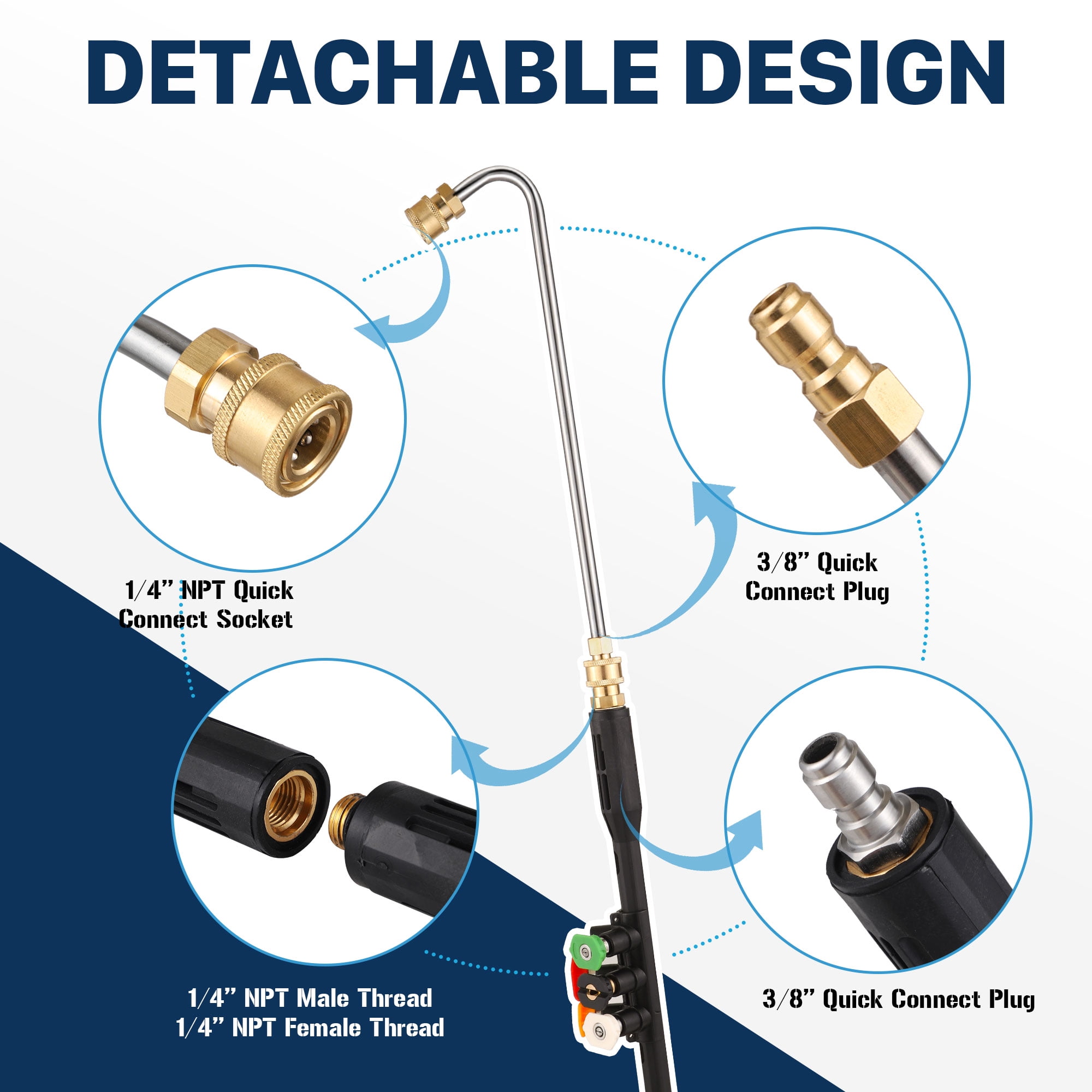 OCHAPA Pressure Washer Extension Attachment Wand, Quick Connect
