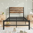 thumbnail image 4 of Twin Size Bed Frame for Toddlers, New Upgraded Metal Twin Size Platform Bed with Headboard and Footboard, Modern Bedroom Furniture Single Bed for Kids Teens, Holds 300lbs, No Box Spring Needed, Brown, 4 of 8