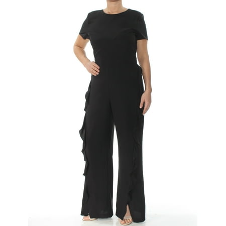 iii bar jumpsuit ruffled leg crew neck sleeve wide womens short dialog displays option button additional opens zoom