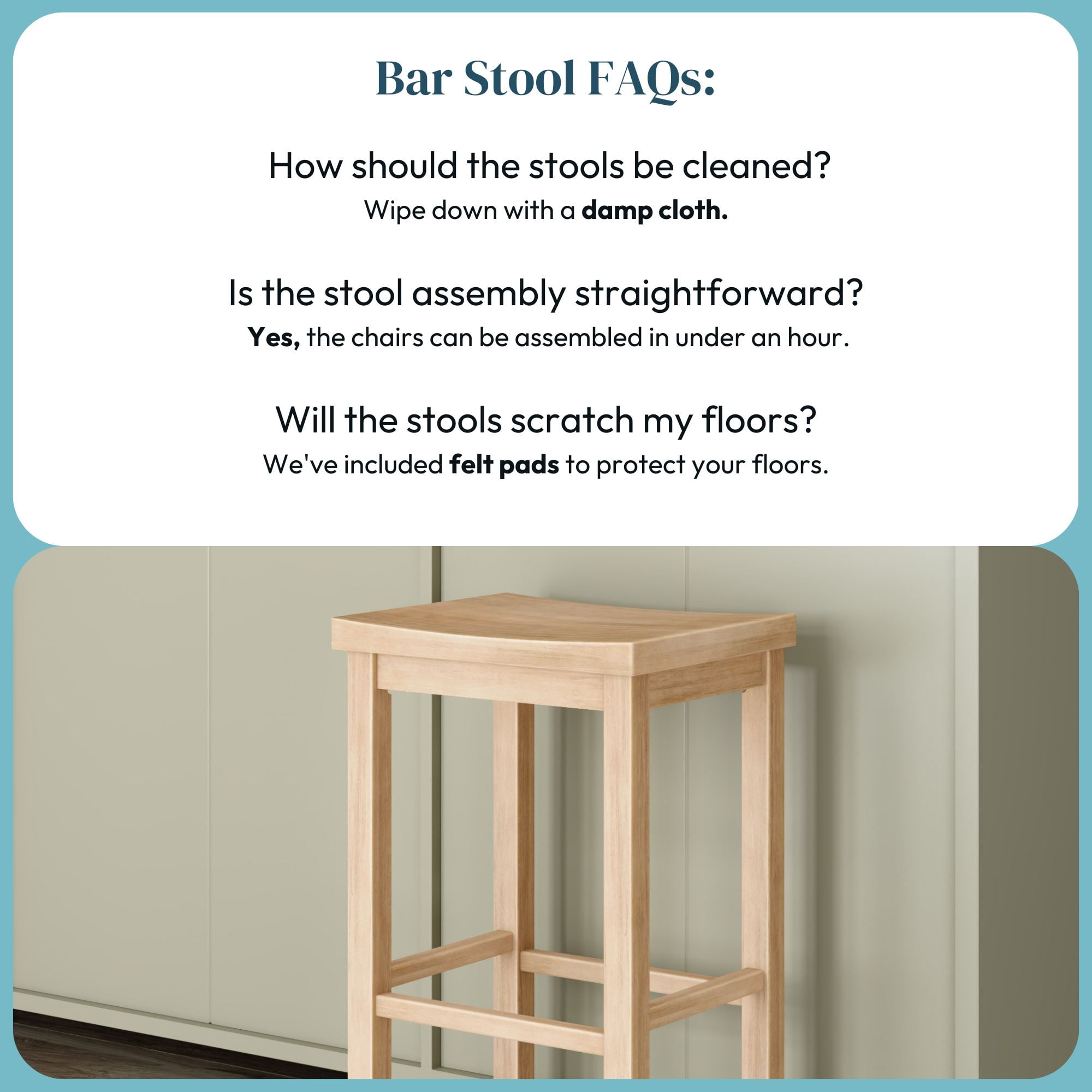 Now Furniture 30" Bar Stool, Wooden Backless Bar Height Kitchen Stool, Blonde