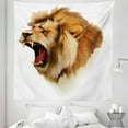 thumbnail image 1 of King Tapestry, Roaring Wild Lion Head Safari Animal Majestic Cartoon Like Print Art, Fabric Wall Hanging Decor for Bedroom Living Room Dorm, 5 Sizes, Pale Brown, by Ambesonne, 1 of 1