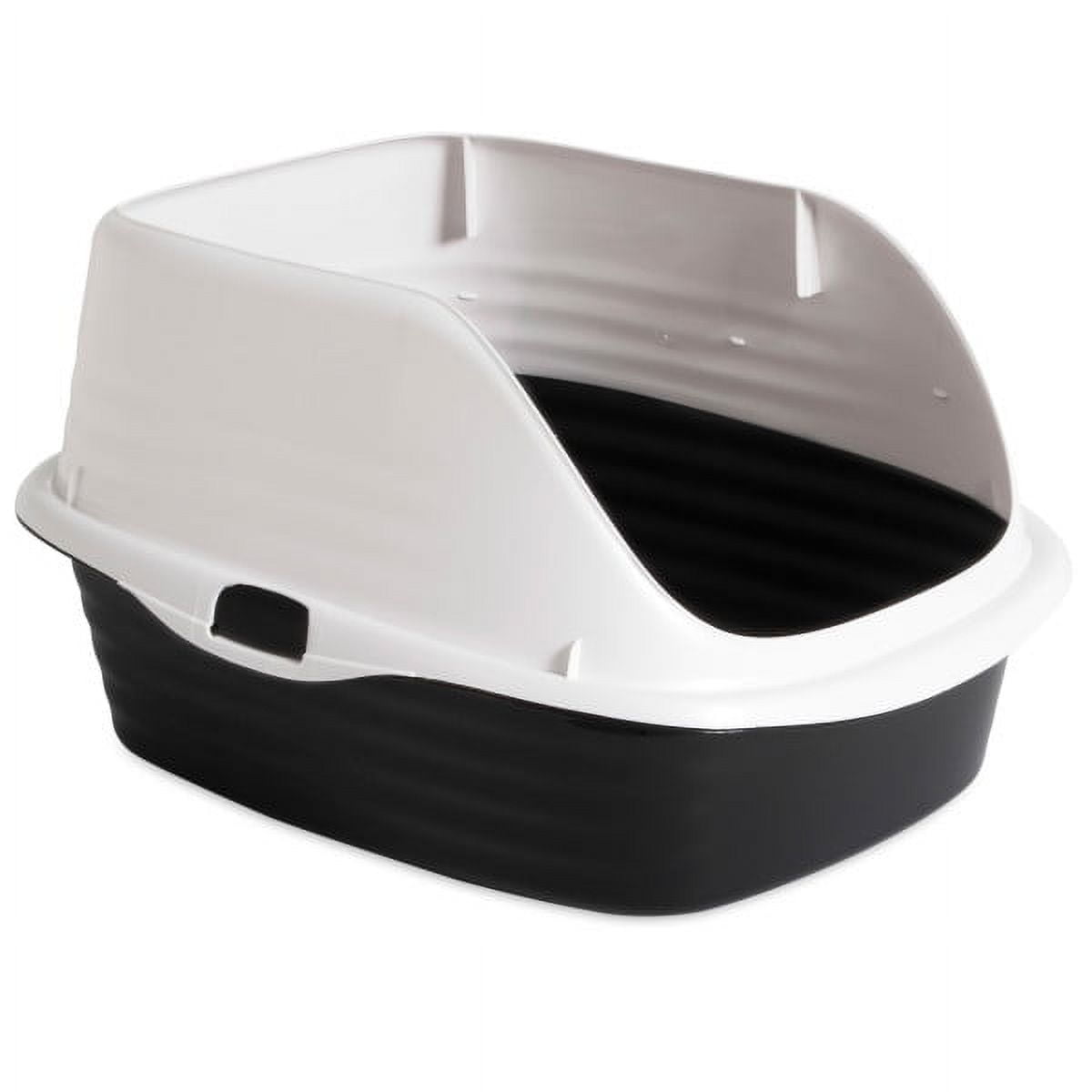 Arm & Hammer Rimmed Wave Cat Litter Pan, Open Top Entry Cat Litter Box, Large, Grey