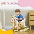 thumbnail image 6 of Qaba Kids Rocking Horse, Ride on Unicorn with Realistic Sounds, Safety Belt & Wooden Base, Plush Rocking Horse for Toddlers 18-36 Months, Cream White, 6 of 10