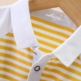 thumbnail image 5 of Boys Summer T Shirts Lapel Short Sleeve Button Down Stripes Tees Casual Stylish Preppy Pullover Tops (9-10 Years, Yellow), 5 of 7