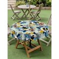 thumbnail image 4 of Outdoor Tablecloth with Umbrella Hole for Patio/Picnic/Party/Camping, Teal Green Bees Farmhouse Waterproof Table Cloth Round Cover Washable, Spring Summer Botanical Flowers (Dia 60"), 4 of 8