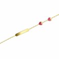 thumbnail image 2 of 18K Solid Yellow Gold Pink and Fuschsia Enamel Hearts ID  bracelet 5.6 inch, 2 of 3