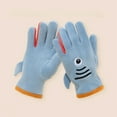 thumbnail image 2 of Zwiiyzr Kids Gloves Full Fingers Gloves Knitted Warm Velvet Thick Five Finger Windproof Gloves for Boys and Girls 7-12 Years Light Blue, 2 of 3