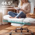 thumbnail image 3 of Genpo Cross Legged Office Chair, Criss Cross Desk Chair with Wheels, White Teddy Fleece Big and Tall Reclining Office Chair 500lbs with Foot Rest, Reversible Armrests & Wide Seat, 3 of 6