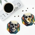 thumbnail image 4 of Pofeuu Modern Hip-Hop Skull Print Coasters for Drinks, 4Pack PU Leather Coasters, Bar Drink Coasters for Tabletop Protection, Furniture from Damage-Octagon, 4 of 6