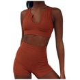 thumbnail image 1 of Moda para mujer, cuello en U, yoga, deportes, camiseta sin mangas, pantalones cortos, traje informal de dos piezas Pompotops qwe24749, 1 of 6