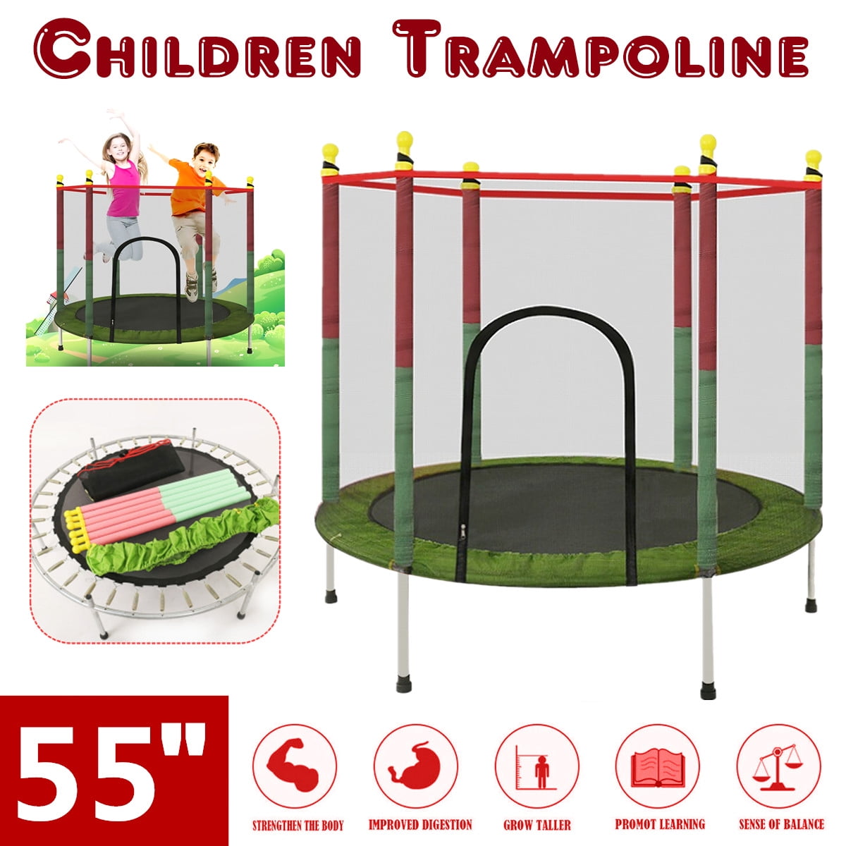Trampoline for Kids Mini Toddler Trampoline with Safety Enclosure Net,4.5ft Recreational Trampolines for Indoor Outdoor,Gifts for Boys Girls Age 1-7