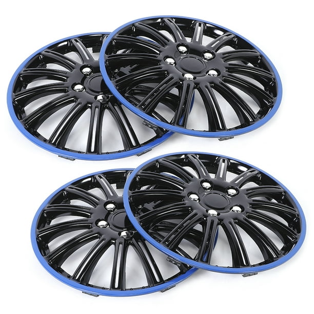 Capuchon central AMONIDA pour jantes enjoliveurs roues 15 pouces enjoliveur  de roue à encliqueter sur les capuchons de moyeu noir + bleu pour pneu R15  et acier 