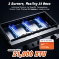 thumbnail image 5 of WARMOUNTS 3 Burner 23'' Portable Propane Gas Griddle, 21000 BTU Flat Top Grill with Lid, Table Top Griddle with Nonstick Enameled Tray, grease pan for Camping, BBQ, 5 of 10