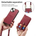 thumbnail image 4 of SaniMore for iPhone 13 Case, PU Leather Removeable Zipper Purse with Card Slots Crossbody Lanyard Shockproof Bumper Anti-drop Love Heart Stylish for Girls Women Wallet Cover for iPhone 13, Red, 4 of 12