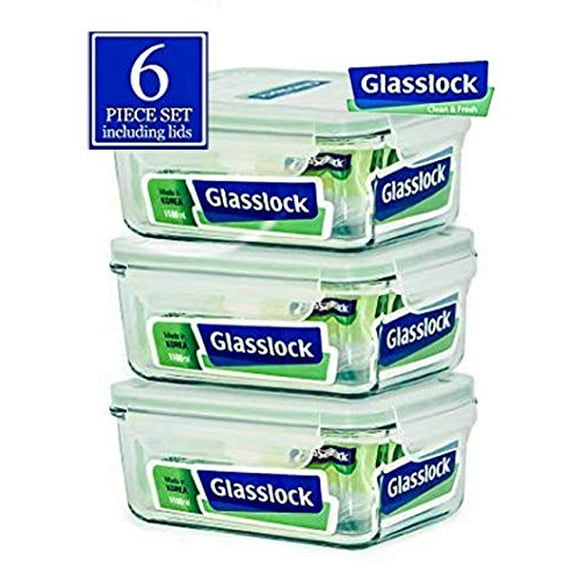 Glasslock Récipient de Stockage de Nourriture avec Couvercles Verrouillables Four et Micro-Ondes - Rectangulaire 37oz