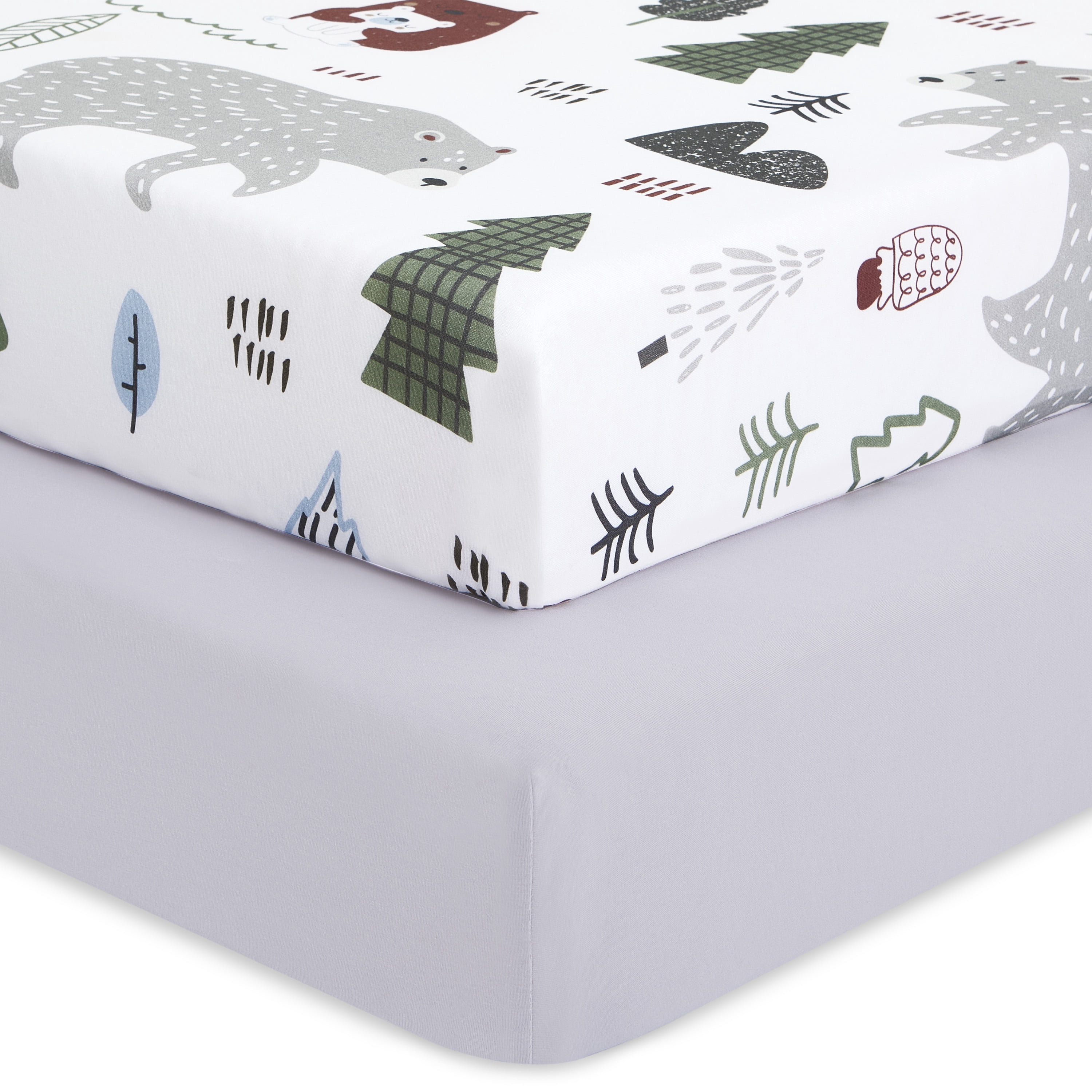 Evolur Grizzly Bear Collection ( 2pc Sheet Set ), Rocky Dark Grey & Bear Print