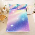 thumbnail image 4 of Manfei Galaxy Starry Sky Queen Sheets, Glitter Stars Print Queen Sheet Sets, Pink Blue, 4pcs, 1 Flat Sheet, 1 Fitted Sheet and 2 Pillowcases, 4 of 6