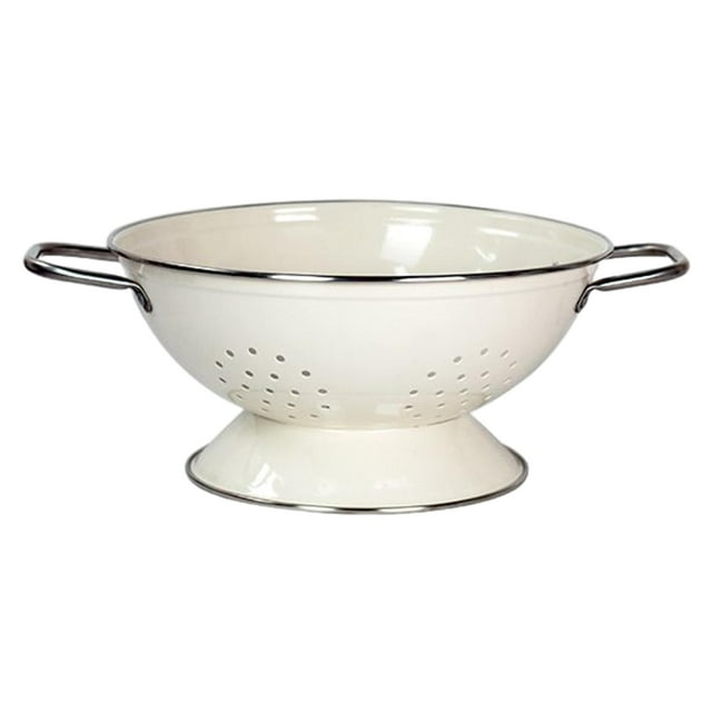 GROWTH TANK Bol Passoire en Émail, Plats de Fruits Vintage Auto-Drainants, Grand Blanc