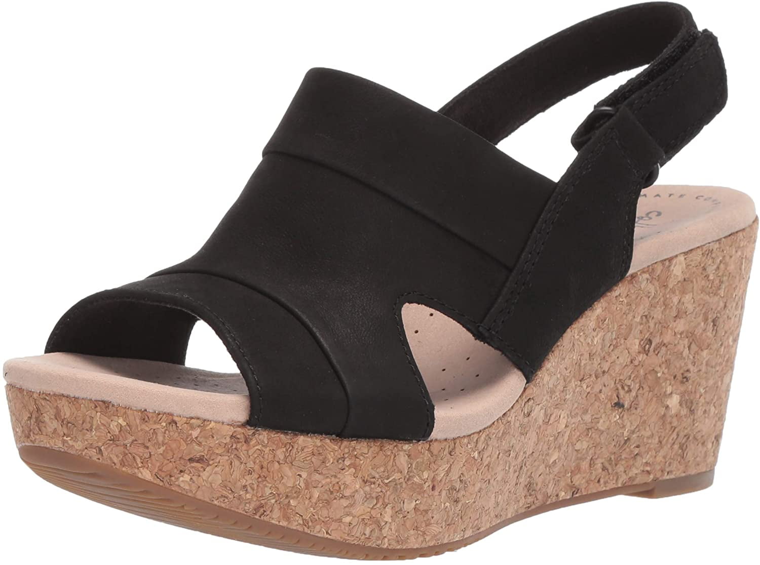 clarks nubuck leather perforated wedges