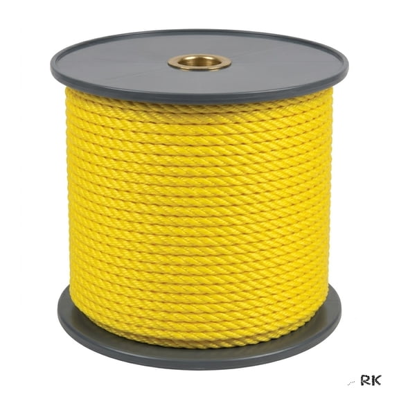 Rope King TP-38600Y, Twisted Poly Rope 3/8" x 600', Yellow, 1 Each